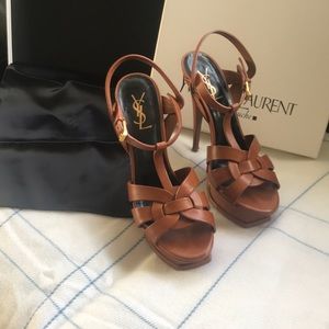 YSL Ambra Platform Sandals in Tan!!! Preloved!